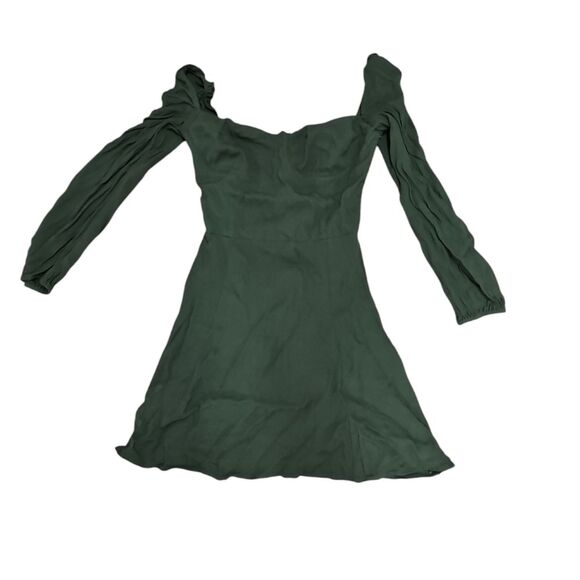 Reformation Womens Green mini dress long sleeves size 6 peasant cottage boho - Picture 2 of 10